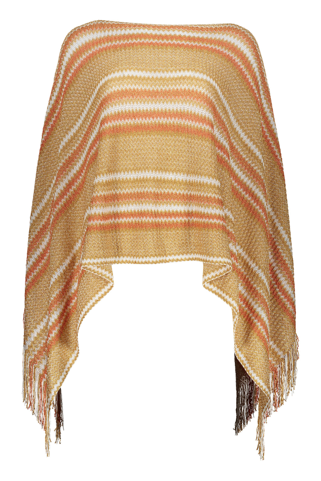 Fringed knit poncho